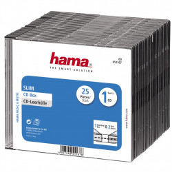 Hama CD Slim Box, obal na 1 cd/dvd, priehľadný/čierny, balenie 25 ks (cena za balenie)