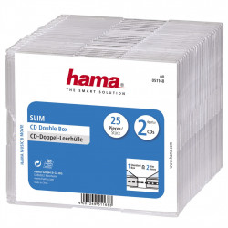 Hama CD Slim Double Box, obal na 2 cd/dvd, priehľadný, balenie 25 ks (cena za balenie)