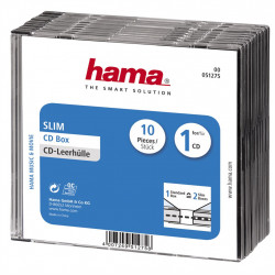 Hama CD Slim Box, obal na 1 cd/dvd, priehľadný/čierny, balenie 10 ks (cena za balenie)