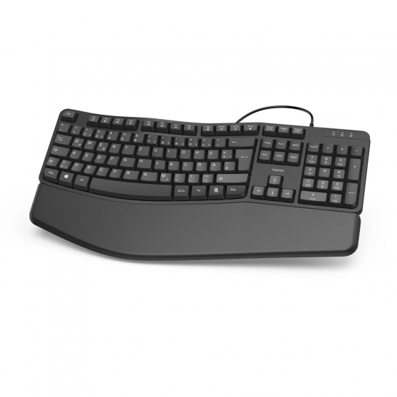 Ergonomická klávesnica EKC-400, s opierkou na zápästie, čierna, QWERTZ CZ