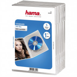 Hama DVD obal na 1 DVD, s fóliou, priehľadný, balenie 5 ks (cena uvedená za balenie)