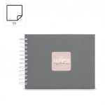 Hama album klasický špirálový FINE ART 24x17 cm, 50 strán, kamenná šedá, biele listy