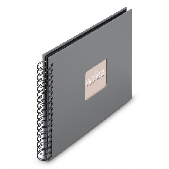 Hama album klasický špirálový FINE ART 28x24 cm, 50 strán, kamenná šedá, čierne listy