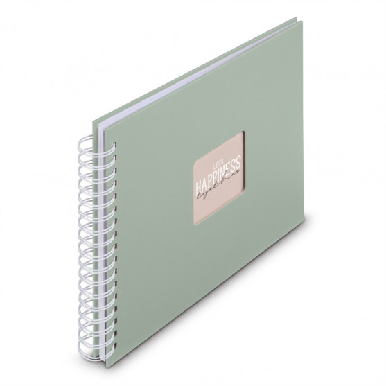 Hama album klasický špirálový FINE ART 28x24 cm, 50 strán, sage, biele listye